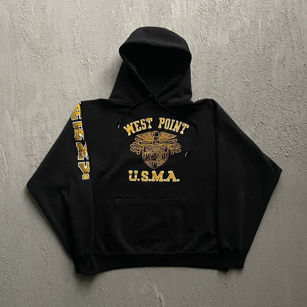 Vintage West Point USMA Hoodie Mens Large Black 90s Discus Athletic